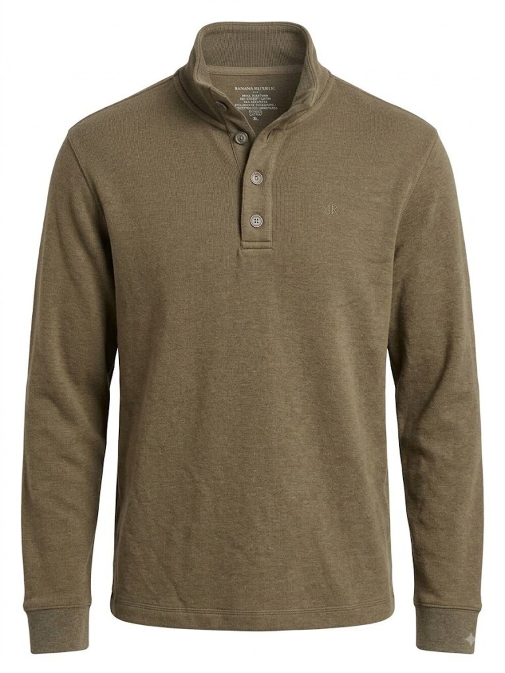 Banana Republic Pullover Size XL Mock Neck Henley Button Sweater Olive Khaki